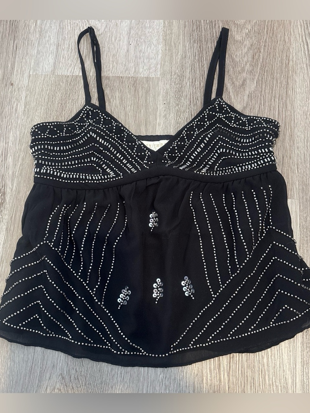 Black beaded Spaghetti-Strap Camisole⭐️